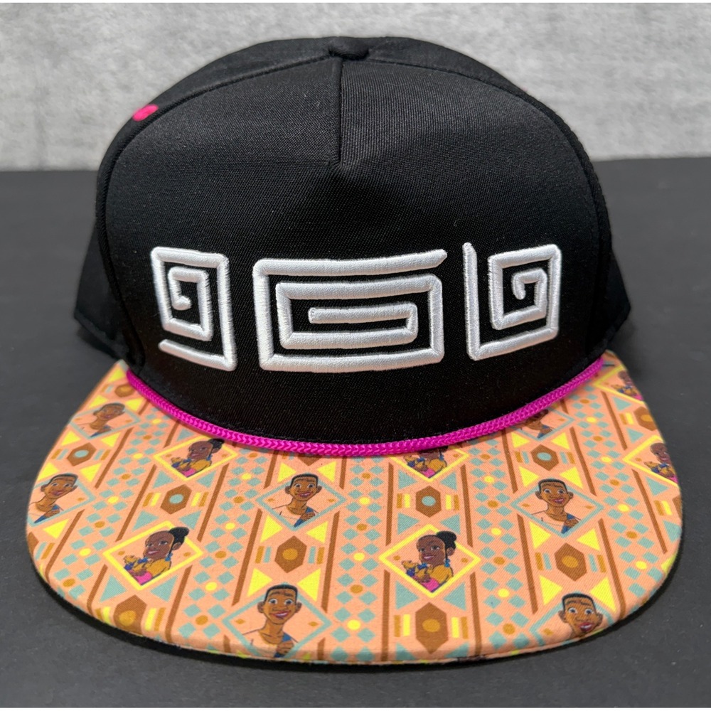 Disney Soul Snapback Hat Adult OSFM Black Pink Joe Gardner 22 Geometric Brim